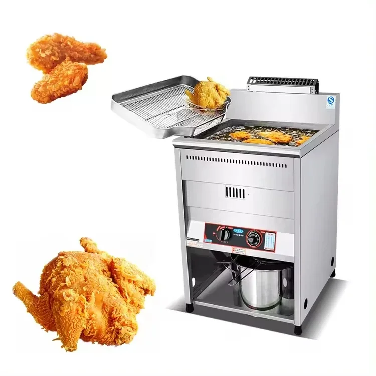 Commercial Gas Chicken Wing and Chips Rapid Heating Fryer Machine with 40L Electric Option Vertical and Table Top Designs