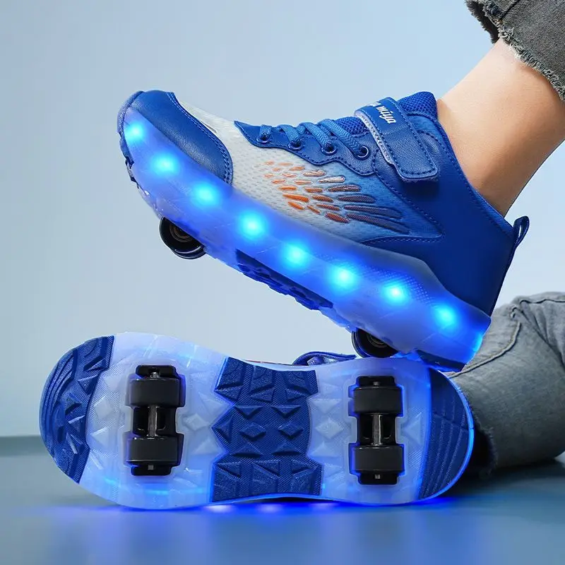 

Children's Roller Skates Casual Skateboarding Shoes Sneakers Children's Sports Shoes Roller Skates LED Lights USB Rechargeable