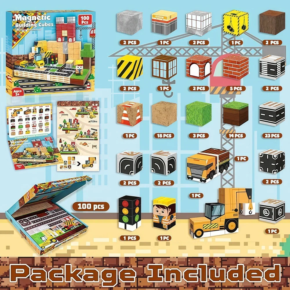 Kreative 3D DIY Magnetische Fliesen Bausteine Set Kostenlose Montage Stadt Bau STEM Pädagogisches Spielzeug Urlaub Kinder Geschenke