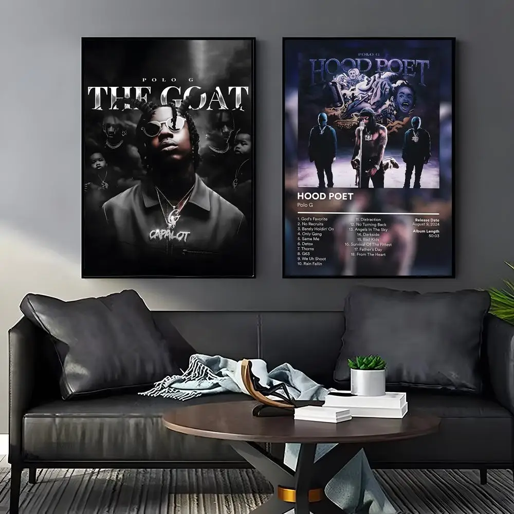P-Polo G Rapper Singer Poster Home Living Bed Room Bar Hallway Sticky Wall Art Printing Aesthetic Decor