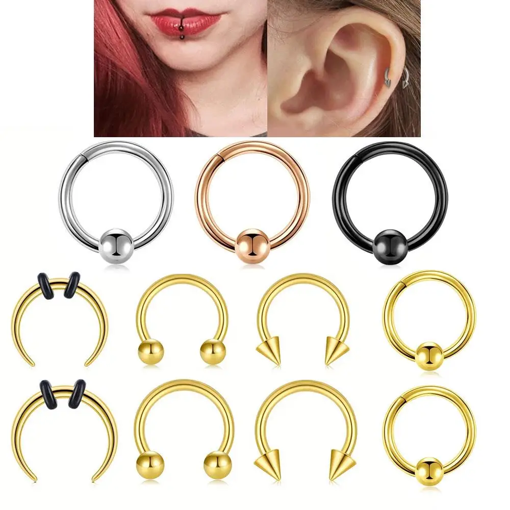 1/4Pcs Set Body Piercing Jewelry Set for Men Women Lightweight Nose Rings Horseshoe U-Shaped Daily Premium Stainless Steel