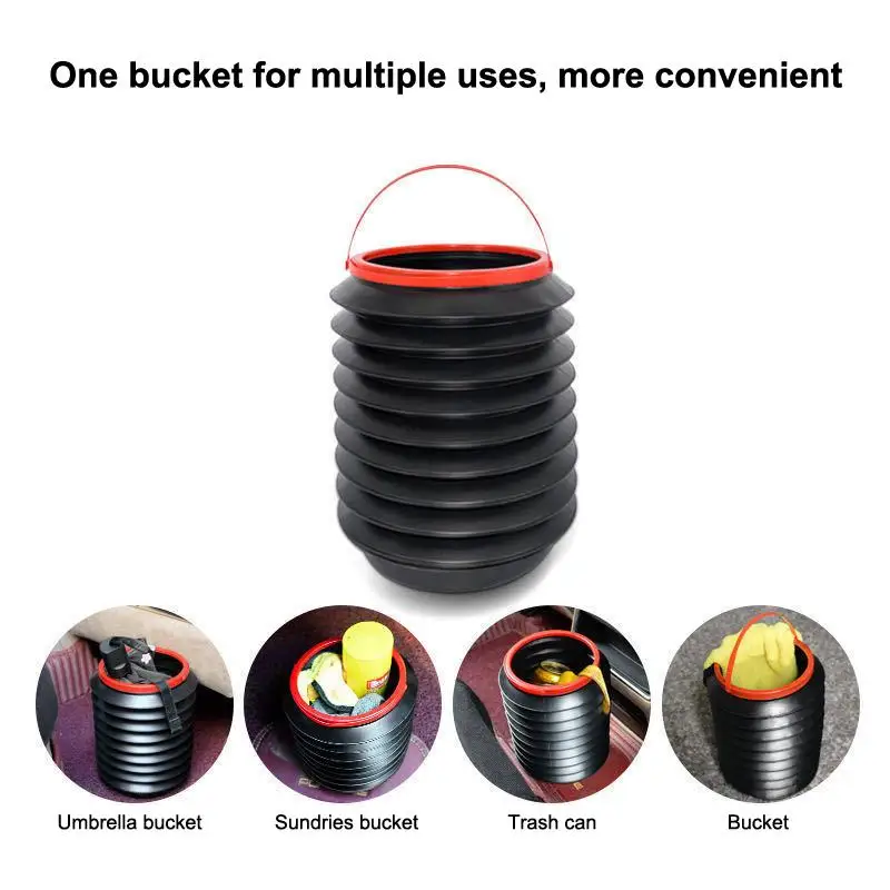 Telescopic Space-saving 4L Car Trash Can with Foldable Design Features