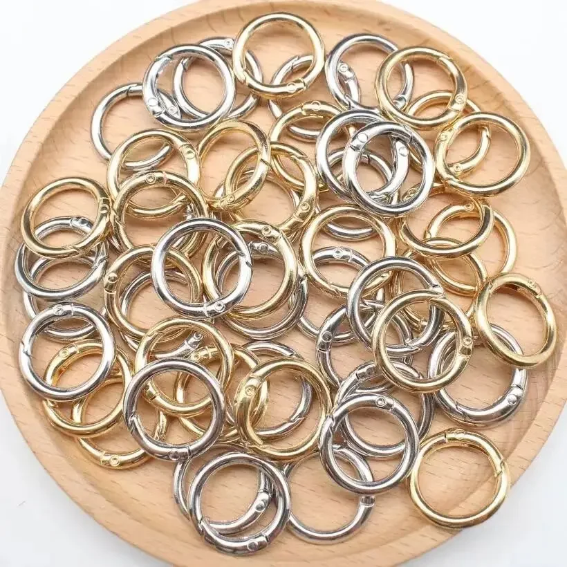 50pcs Metal O Ring Spring Clasps for DIY Jewelry Openable Round Carabiner Keychain Bag Clips Hook Dog Chain Buckles Connector