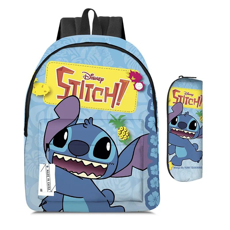 2 sztuki Disney plecak z motywem Stitch dziewczyny Cartoon studentki Cosplay tornistry piórnik torba podróżna ścieg Mochilas prezent