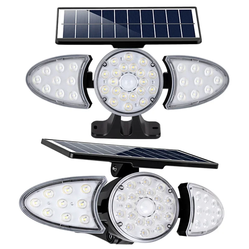 

2023 New 3head LED Solar Wall Light 3 Gear Mode Outdoor Solar Garden Light IP65 Waterproof Human Body Sensor Light Spotlight