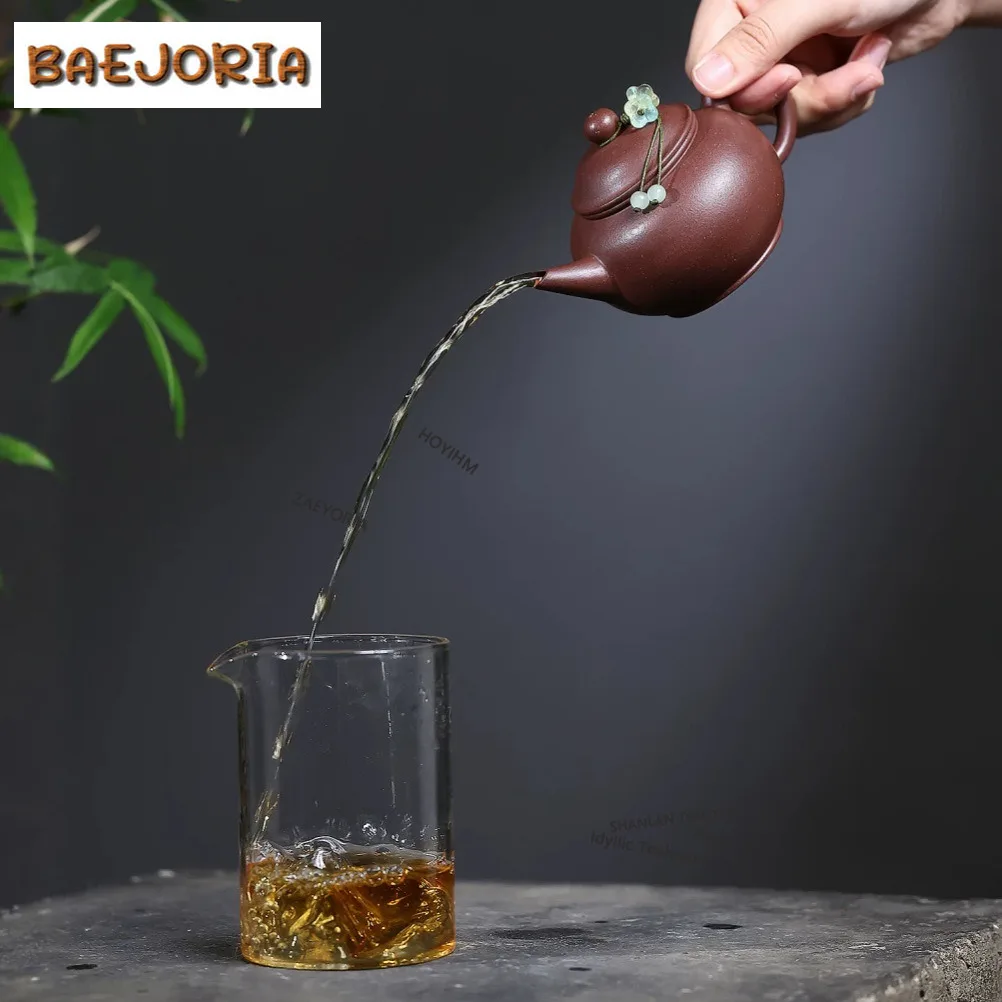 BAEJORIA 160ml Vintage Yixing Purple Clay Teapots Handmade Level Pot Raw Ore Purple Mud Kettle Zisha Tea Set For Tea Collection