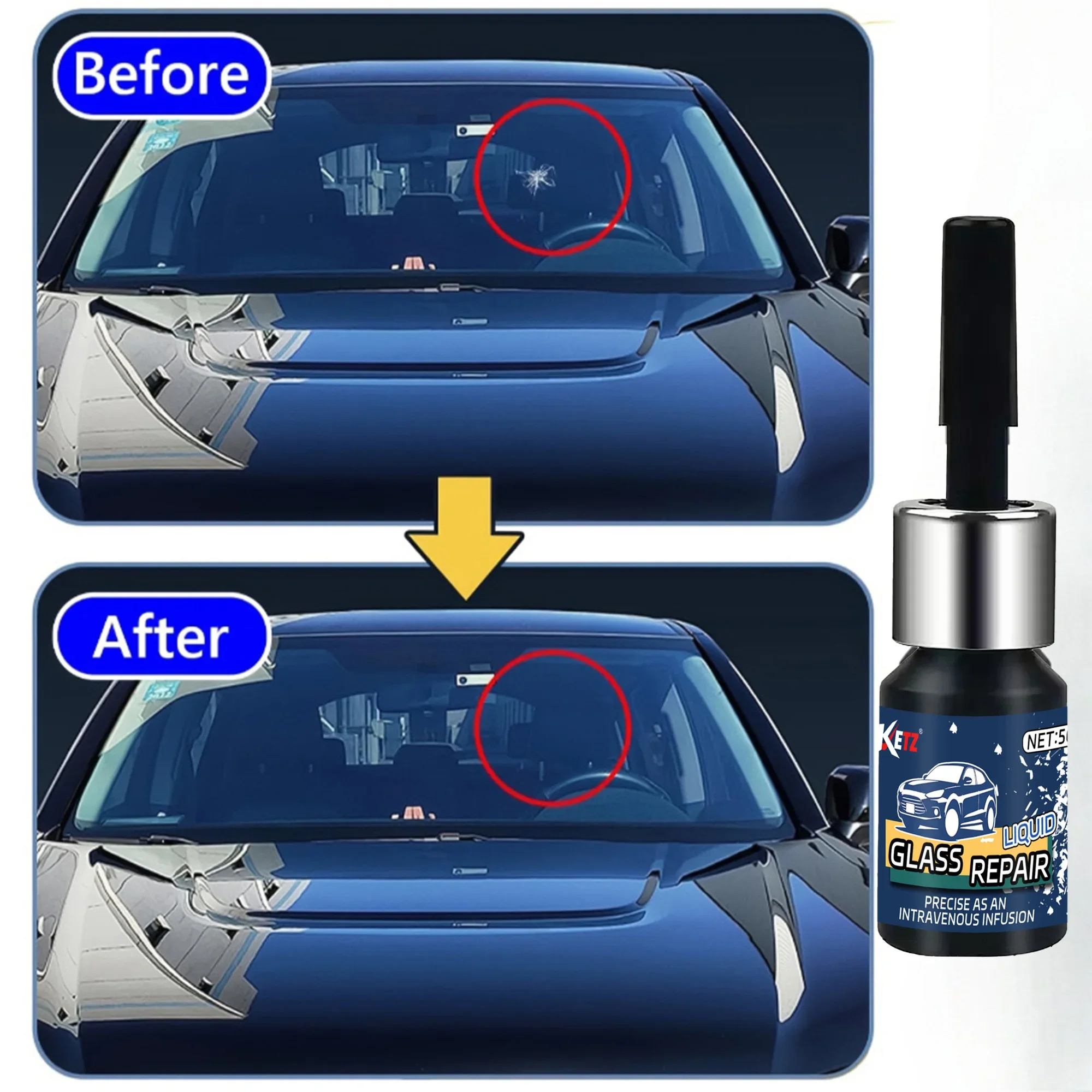 Glasreparaturset, Schnelltrocknende Nano-Flüssigkeit zur Rissreparatur für Autofenster, Telefon, Uhr, Kamera, Schrankglas – Detail 1