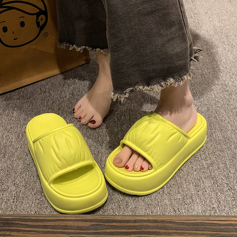 Slippers For Women Outdoors In Summer Indoor Home Non Slip Thick Sole Bathroom, Flat Heel, Soft Sole, Breathable