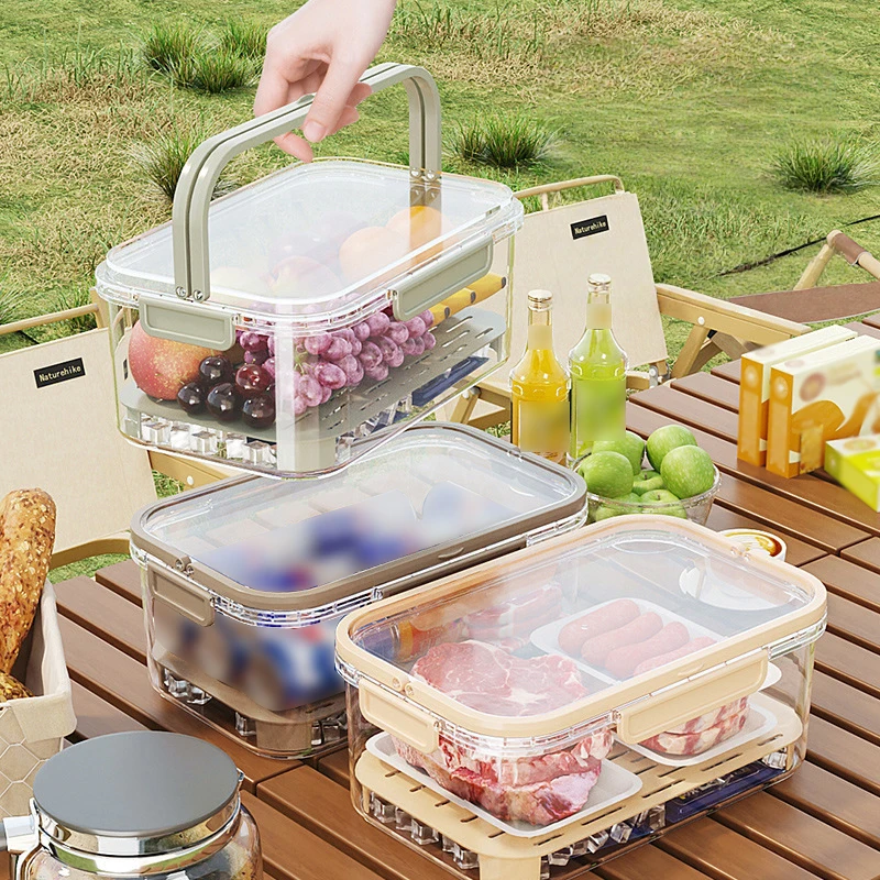 

Portable Fruit Food Storage Container Large Capacity Airtight Freshness Box with Drain Plate for Outdoor Picnic Camping Use