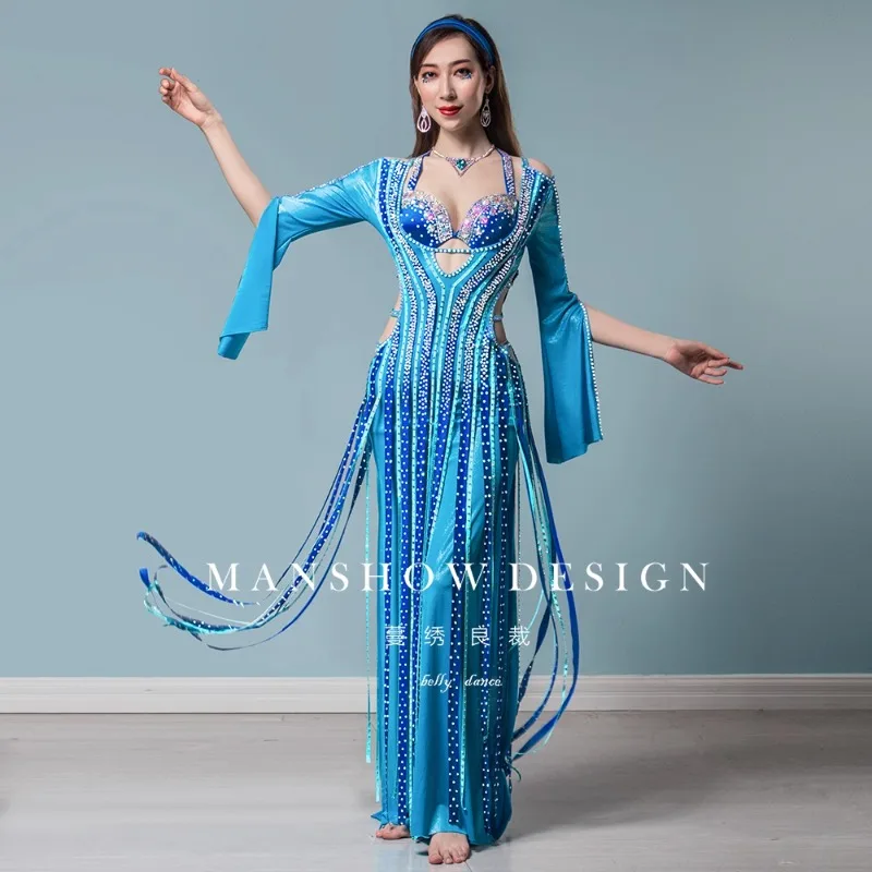 

Костюмы для танца живота по индивидуальному заказу, халат BALADI, костюм для выступлений, платье для восточного танца, народное многофункциональное платье на заказ, комплект из 4 предметов