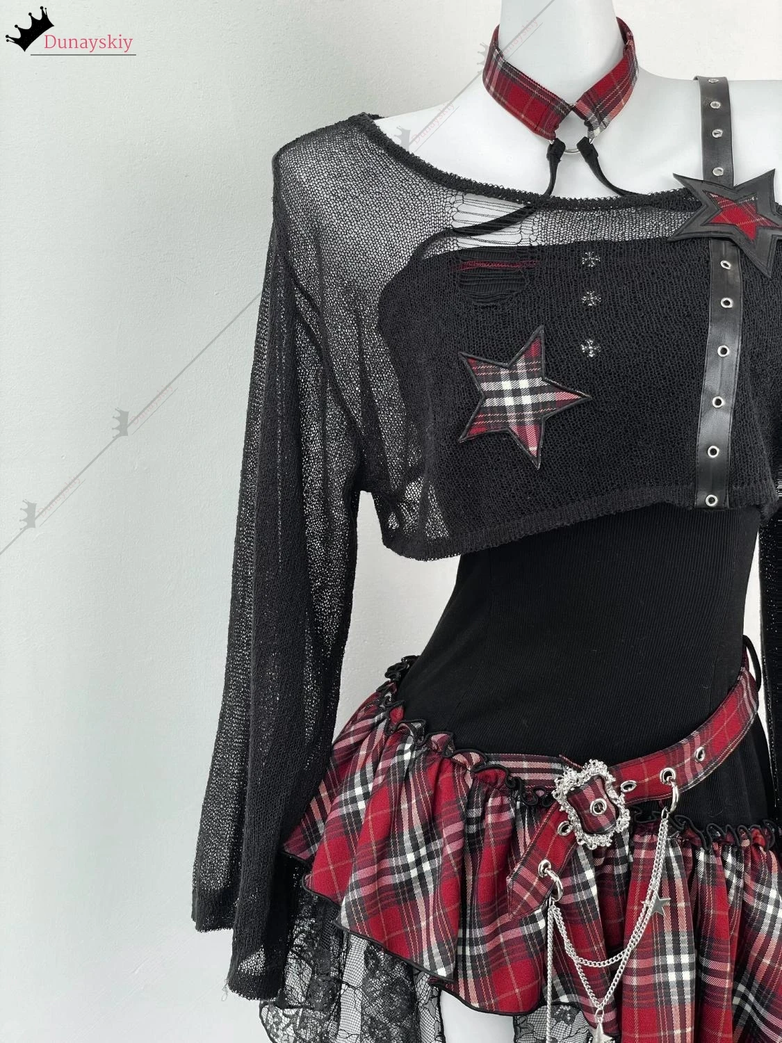 고스 Y2k 코스프레 빈티지 드레스 의상 Camis 여성 드레스 사이버 펑크 그런지 불규칙한 짧은 스커트 정장 롤 플레잉 슈트