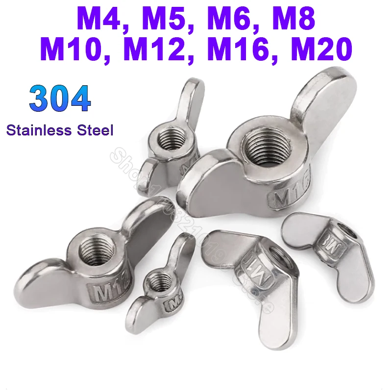 

1-5pc M4 M5 M6 M8 M10 M12 M14 M16 M20 304Stainless Steel Special-shaped Hand Screw Nut Claw Nut Big Ear Butterfly Nuts Wing Nuts