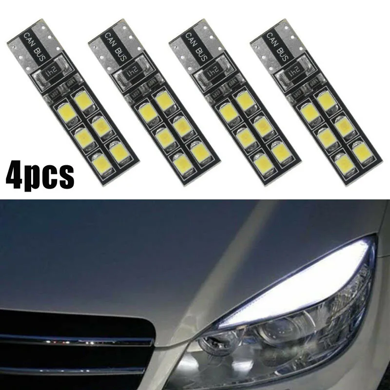 

4/8pcs Car Lights 12V 6000K White Error Free Eyebrow Bulb For Mercedes-Benz W204 C300 C350 T10-12SMD-2835 Turn Signal