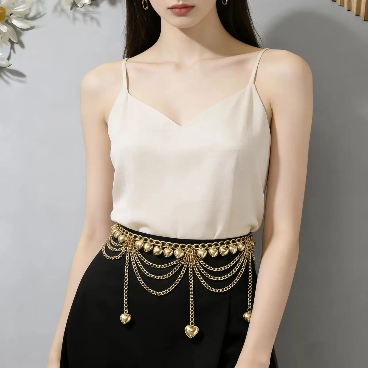 

Позолоченная поясная цепочка с бахромой, регулируемый модный аксессуар для женщин, идеально подходит для вечеринок, праздничных мероприятий и подарков