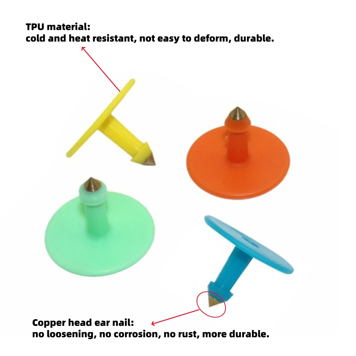 50Pcs Anti-Shedding Sheep Pig Cattle Ear Tag Male Nail Round Copper Head Thickened TUP Material Farm Animal Identification Tools view 3