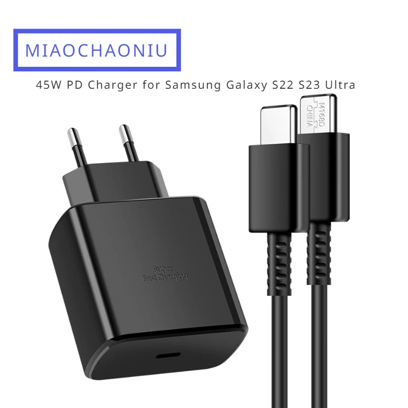 

Original 45W PD Charger for Samsung Galaxy S22 S23 Ultra Note 10+ 5G USB C Mobile Phone Type C Fast Quick Charging Wall Adapter