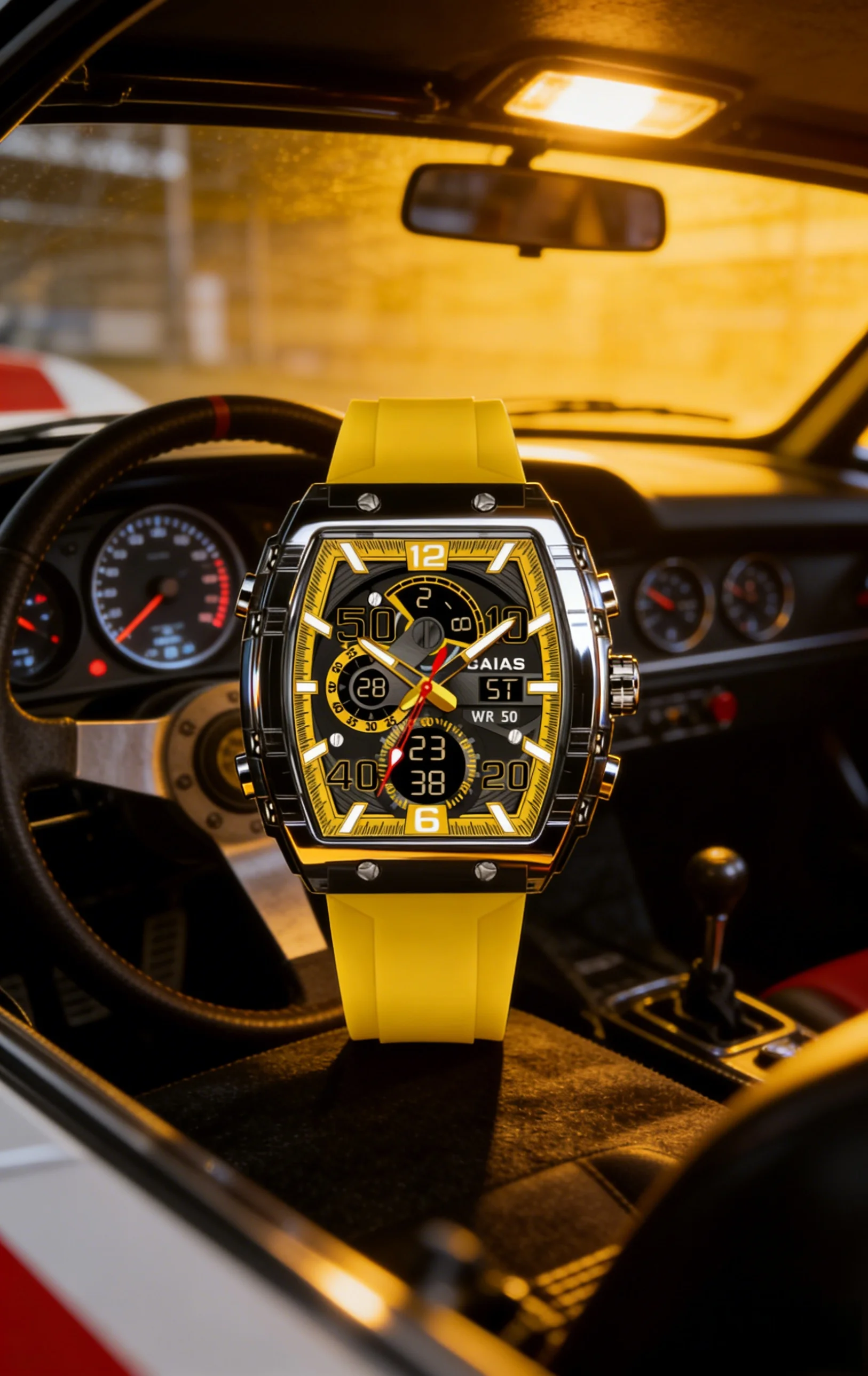 Multiple Silicone Straps, Bold Color Block Design, CAIAS Trendy Watch, Must-have for Men