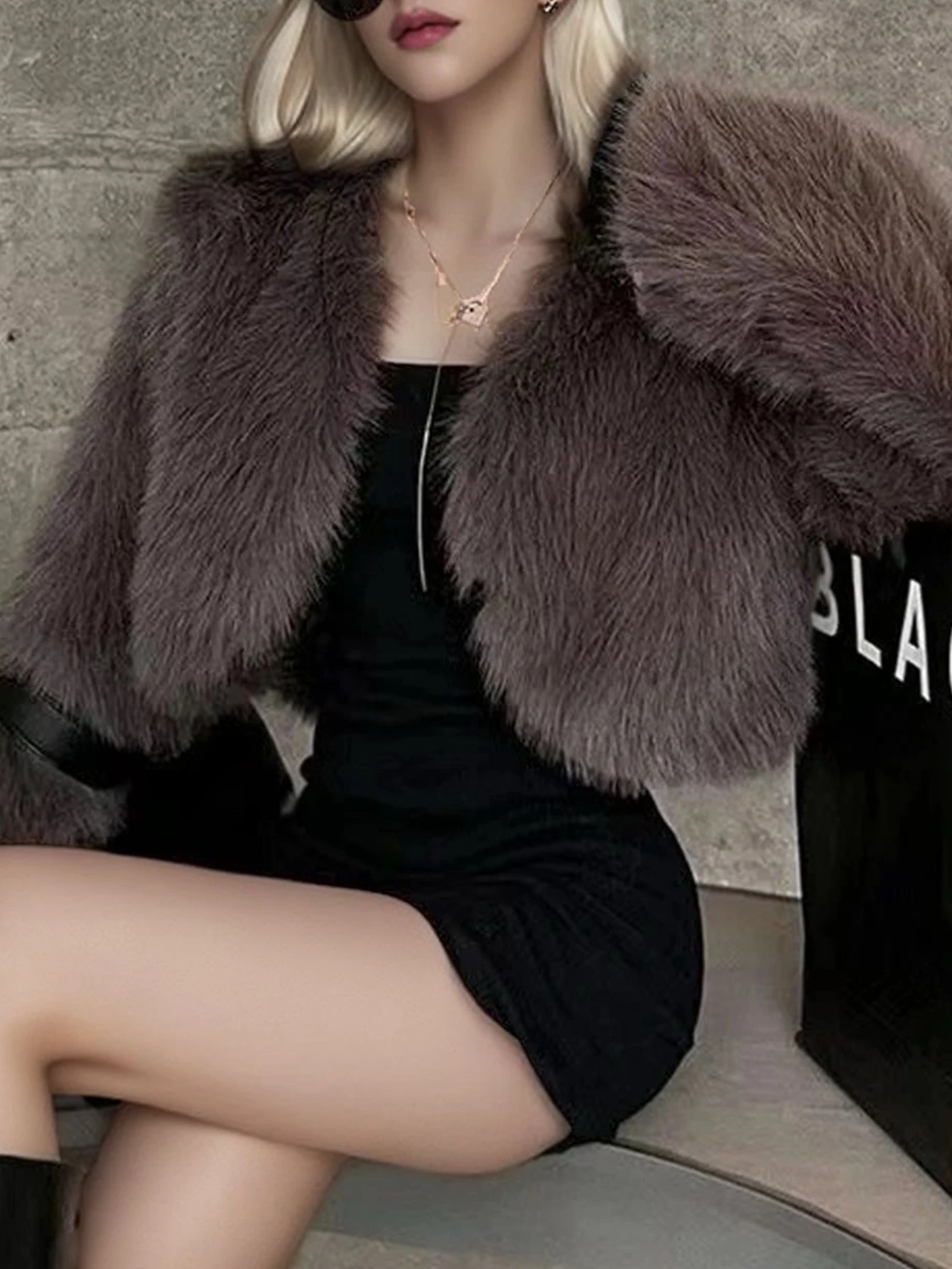 Marrom curto pele imitação de couro outerwear topo para mulher engrossado multi-cor pelúcia outono inverno moda outfit