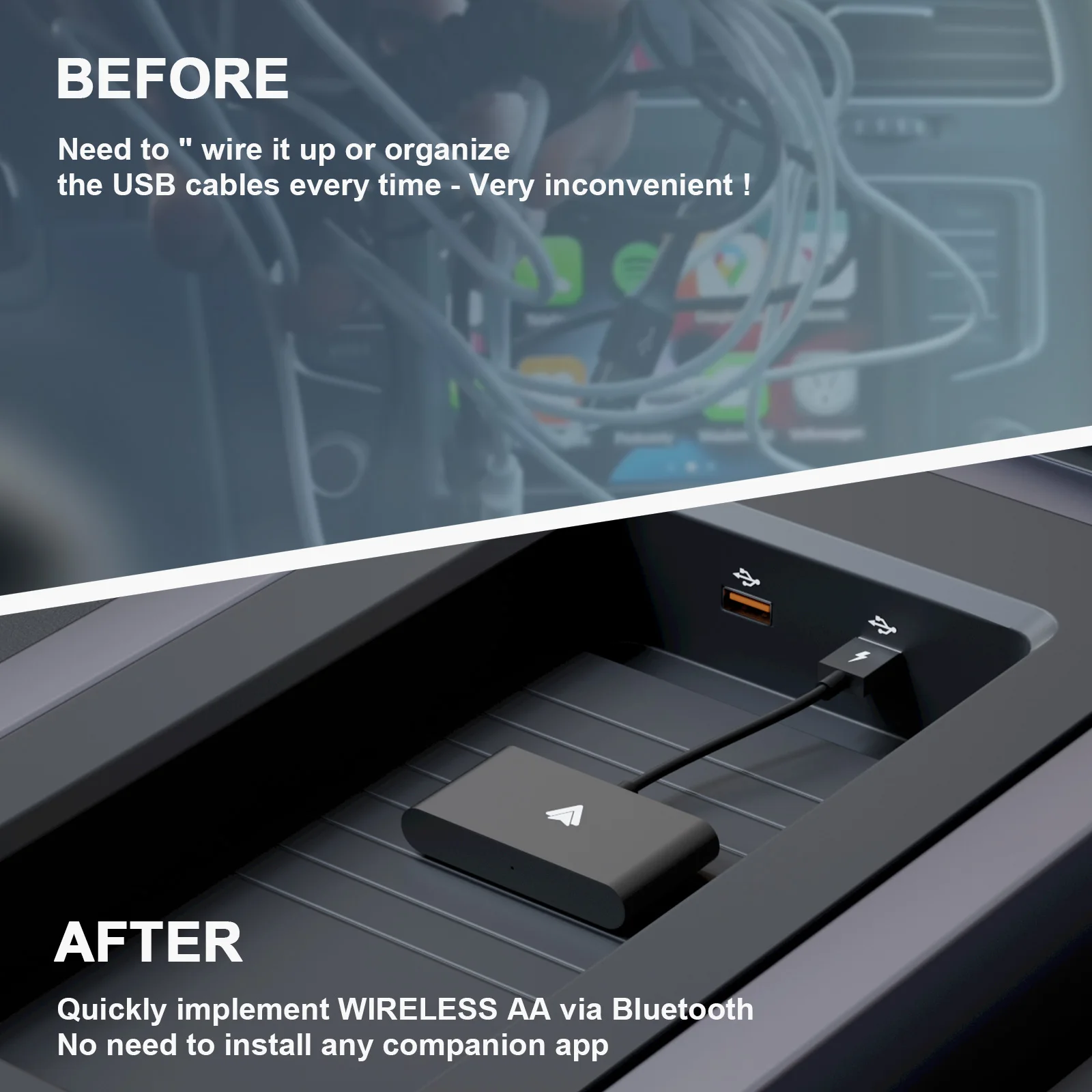 Android Auto Wireless Adapter for Car, Plug Play 5GHz WiFi Online Upgrade