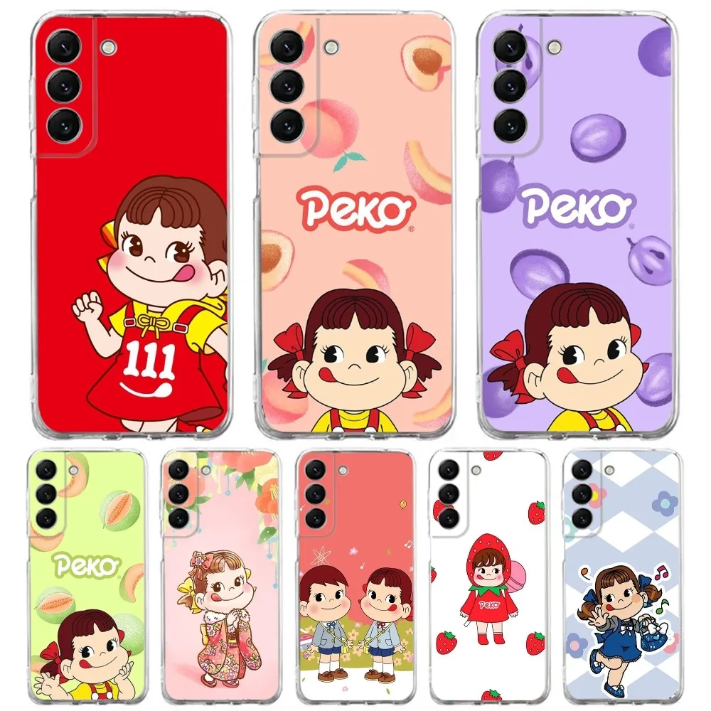 F-Fujiya Milky Peko Chan Phone Case Silicone For Samsung S30,S23,21,22,20 Ultra,S20 FE lite,S10,9,PIus Note20ultra Cover Clear