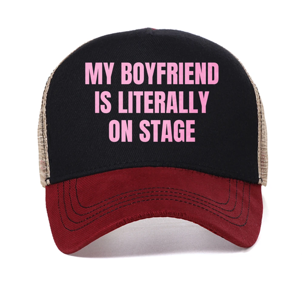 My Boyfriend Is Literally on Stage letter print baseball cap fashion Gothic Harajuku Hip Hop hat fashion mesh Snapback hats