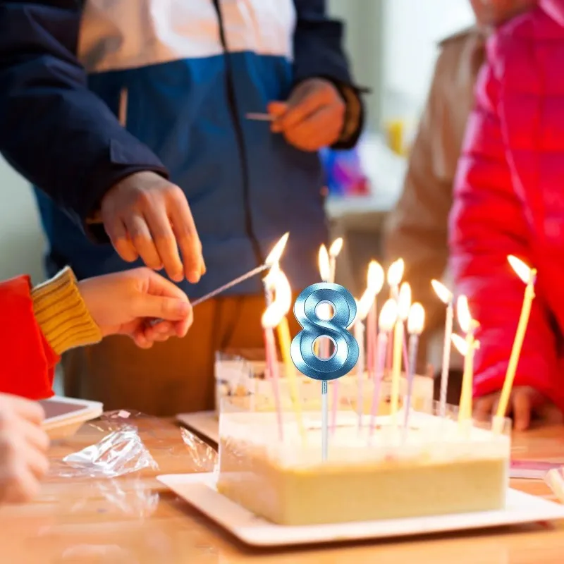 Velas de números azules para pastel de 0, 1, 2, 3, 4, 5, 6, 7, 8, 9, adorno para pastel para niños, niñas, niños, bebé, boda, suministros de fiesta de cumpleaños, decoración DIY