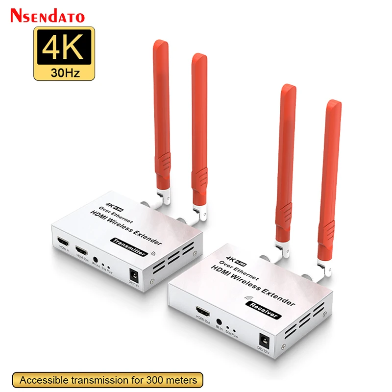 5.8G HDMI Wireless Extender Kit 4K 1080P 300m 1 TX-4 RX HDMI Wireless Video Transmitter Receiver with IR HDMI Loop-Out For TV PC