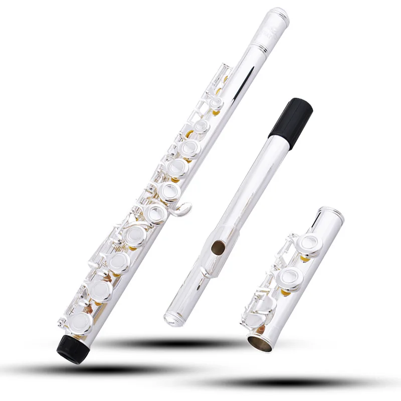 Professional School Sweet Flute 16 Key Silver Transverse Flute Electronic Musical Instrument Accessories Native Traditional