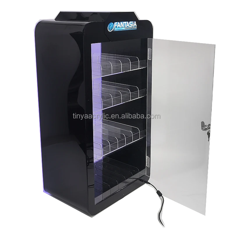 custom.Hot Sale Big Floor Type Display Cabinet Smoking Store LED Light Display Stands Lock Door Display Boxes