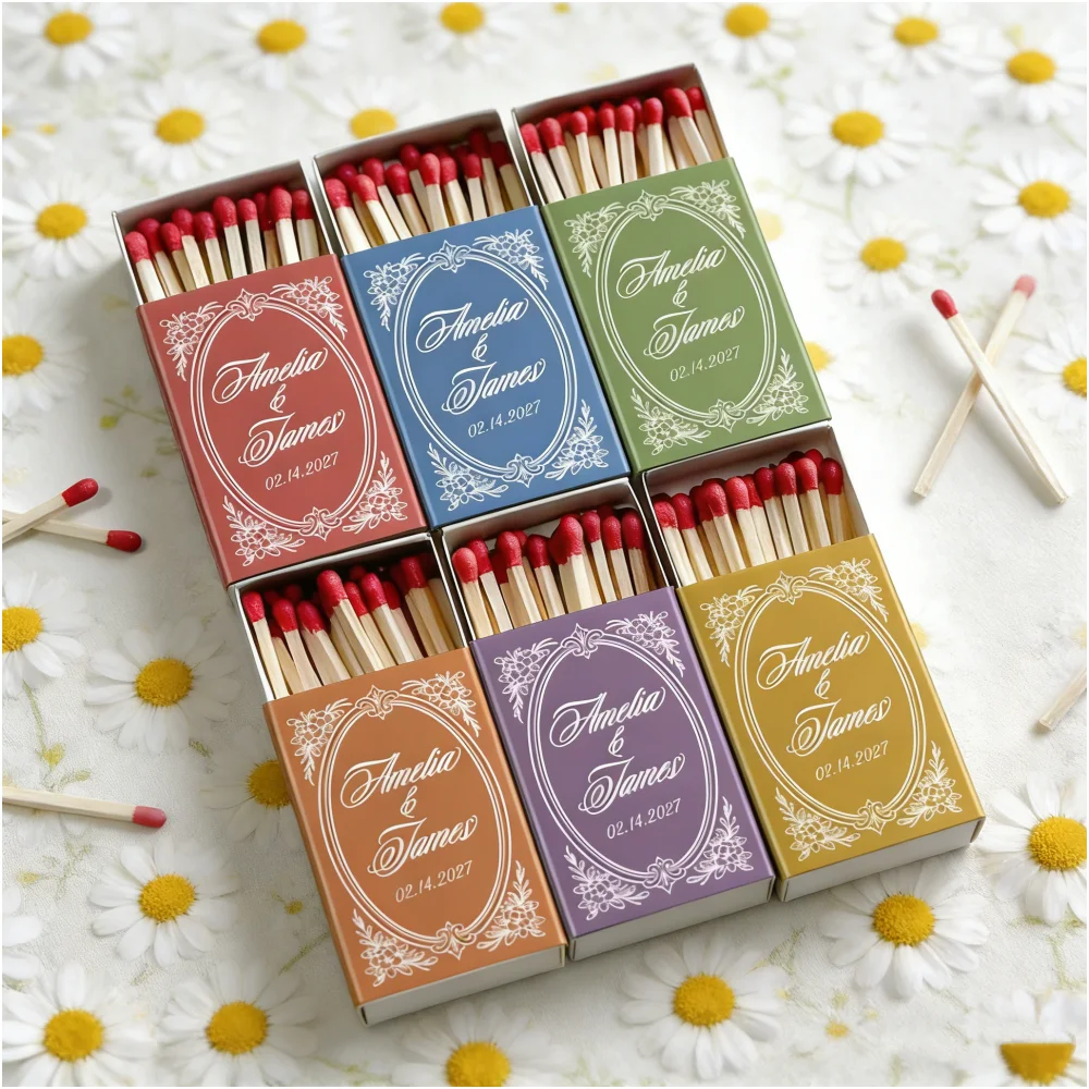 

Personalized The Perfect Match Wedding Matchboxes | Elegant Script Design Custom Favors for Guests