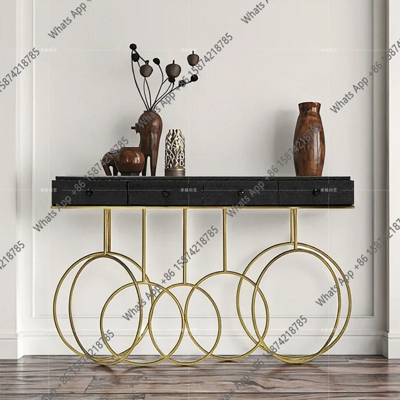 N68 Italian stainless steel entrance table facing the door high-end entrance table light luxury entrance cabinet