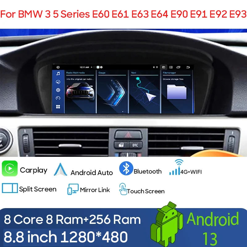 

Автомобильный радиоприемник на Android, 6 ГБ + 128 Гб для BMW 3 5 серии E60 E61 E63 E64 E90 E91 E92 E93 Carplay 4G навигация GPS мультимедийный видеоплеер