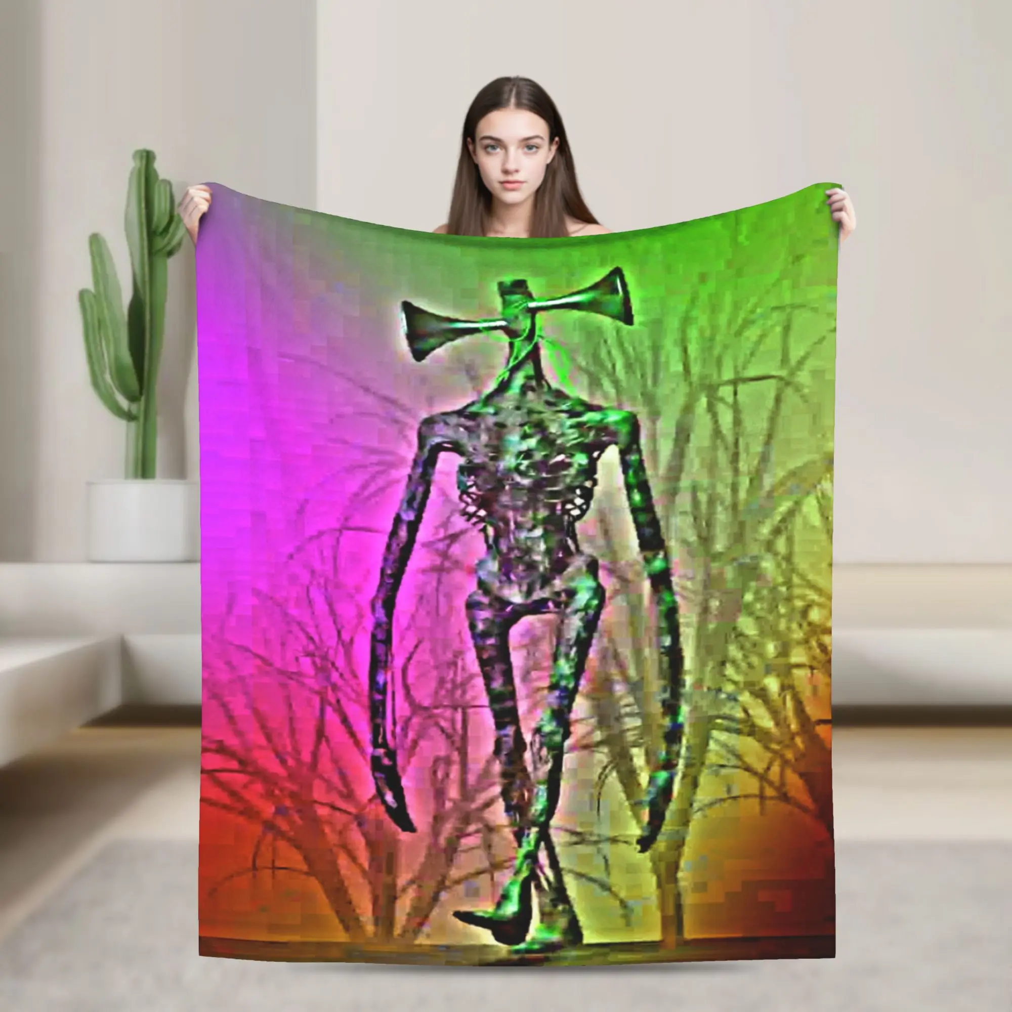 Siren Head In Dark Forest Blankets Soft Fleece Relax Present  Throw Blankets Bedding Throws