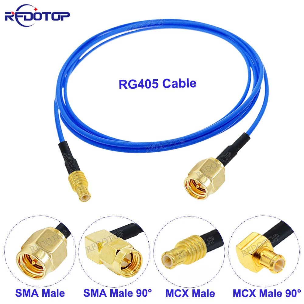 1Pcs RG405 SMA to MCX Connector SMA Male to MCX Male Straight/ Right Angle High Frequency RG-405 086 RF Coaxial Cable Jumper