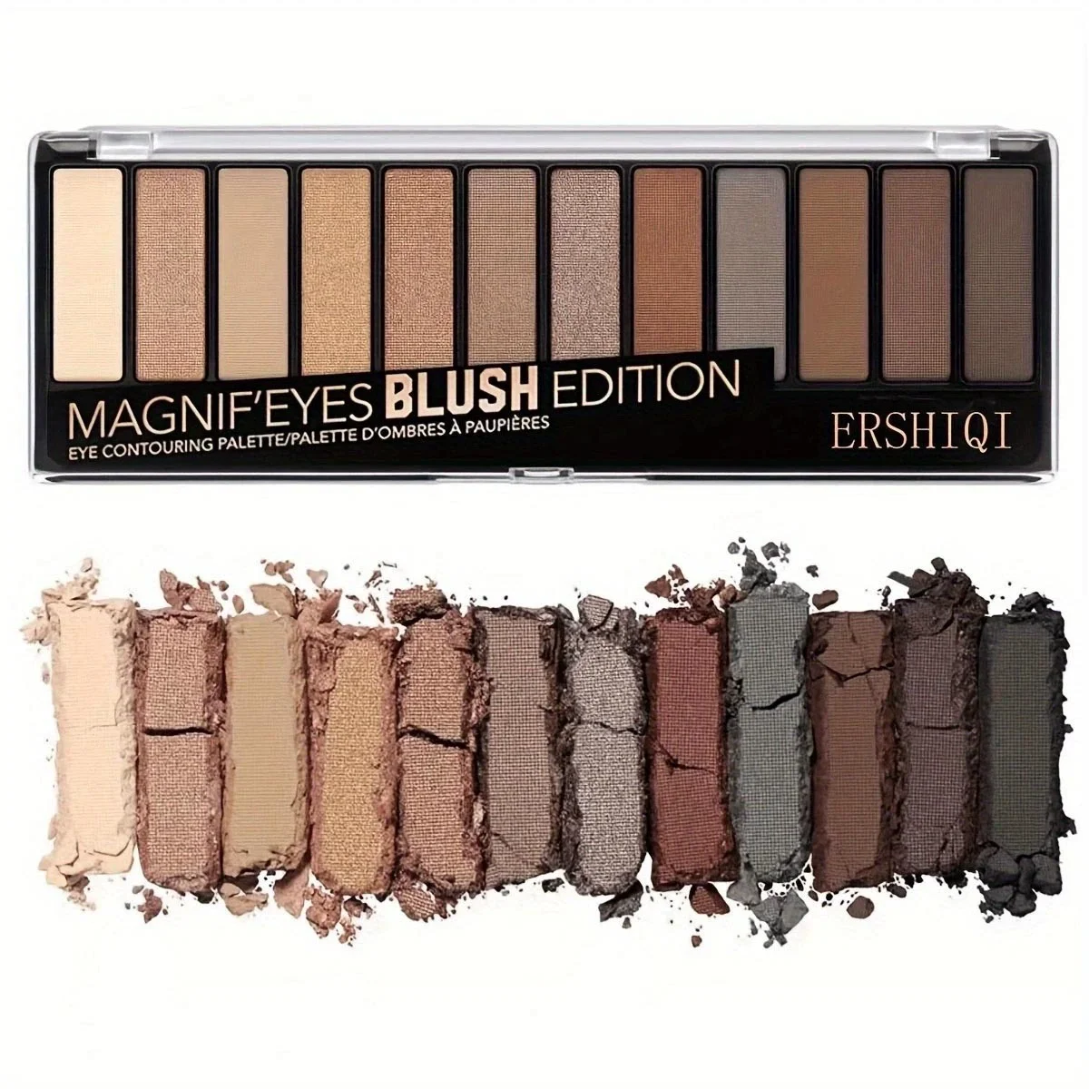 Tägliches Make-up, 12-Farben-Lidschatten, perlmuttartiger, mattschimmernder Lidschatten, superfeuerige Lidschattenplatte, einfach zu färben und dauerhaft