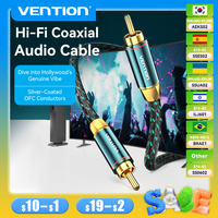 Vention Hi-Fi Coaxial Audio Cable 4N Silver-Plated Cotton Braided RCA Male to Male Coaxial Audio Cable For TV Amplifier Speaker