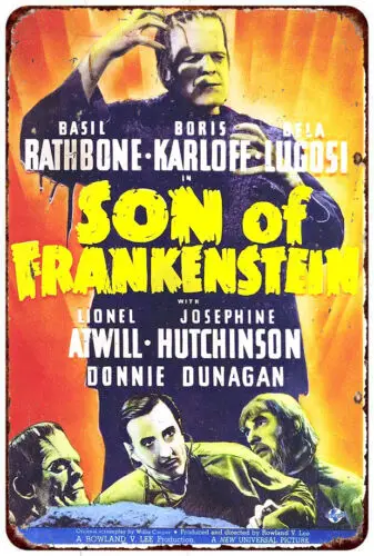 1939 Son of Frankenstein horror movie poster Reproduction Metal sign wall art