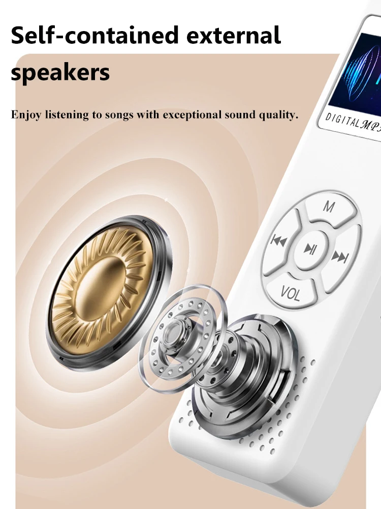 مشغل MP3 صغير للجيب محمول Hifi Sound Walkman مكبر صوت مدمج بحد أقصى 64 جيجابايت TF بطاقة مشغل موسيقى دعم تسجيل FM الكتاب الاليكتروني