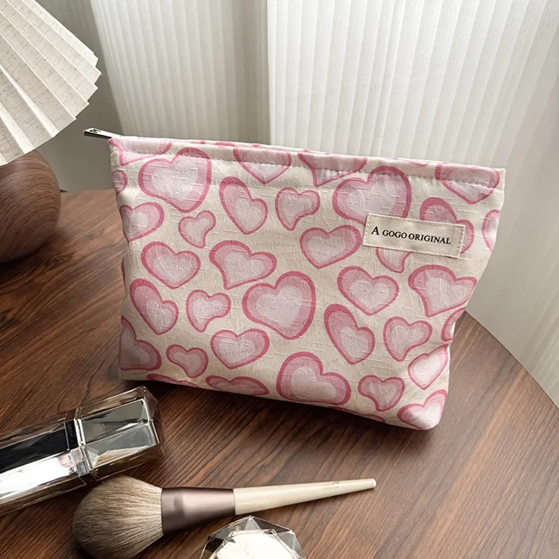 

1 шт. Милая женская косметичка, Шикарная косметичка в форме сердца для девушек, милые косметички розового цвета, милая дорожная сумка для губной помады
