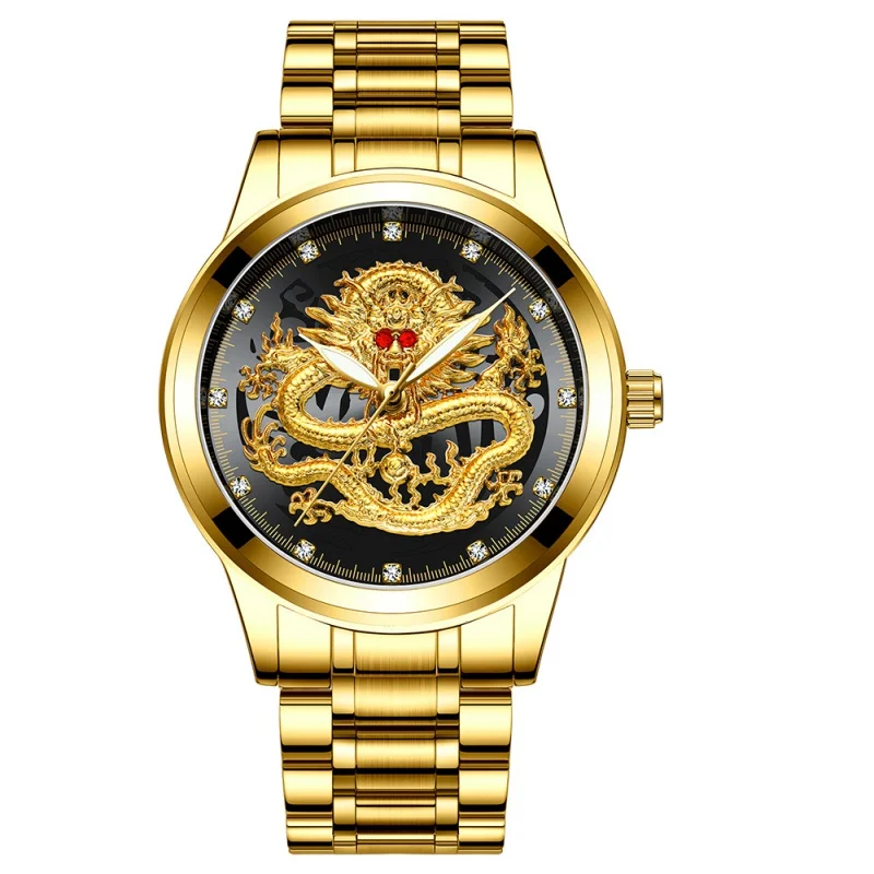 Reloj de cuarzo para hombres y mujeres de mediana edad, reloj dorado, resistente al agua, para abuela, mamá, Tai Lung Fung, papá, pareja