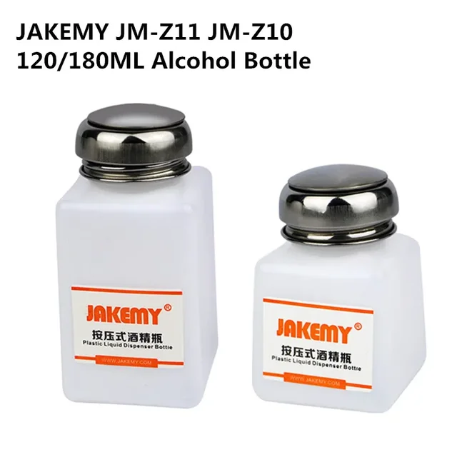 JAKEMY 120/180ML przenośna plastikowa butelka z dozownikiem płynu do naprawy telefonu komórkowego JM-Z11 JM-Z10 pompująca alkohol pusta butelka