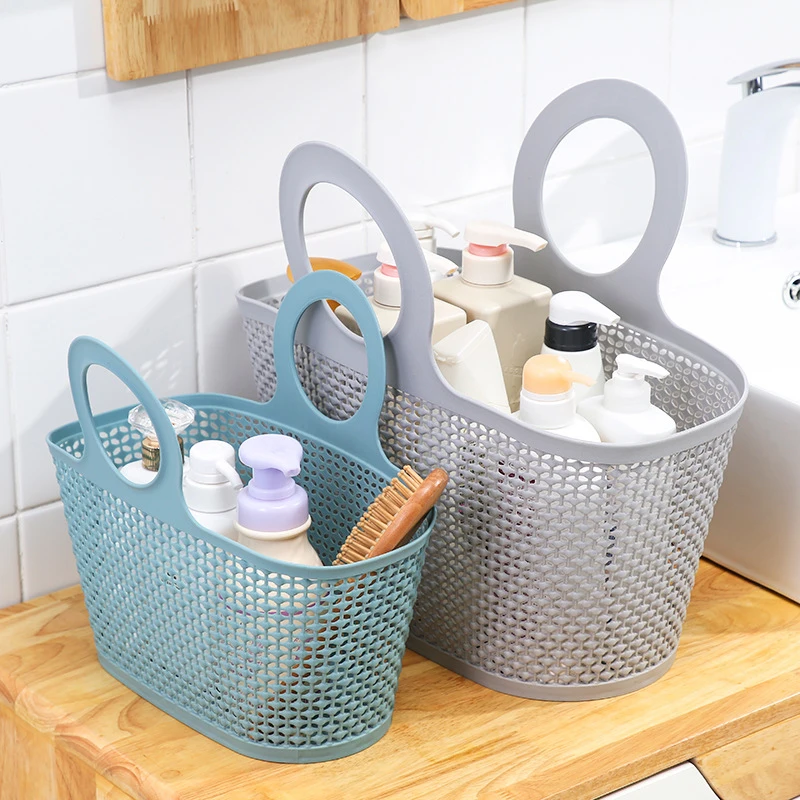 Plastic Portable Bath Basket Bathroom Products Shampoo Sundries Storage Basket Multi-functional Hollow Small Basket