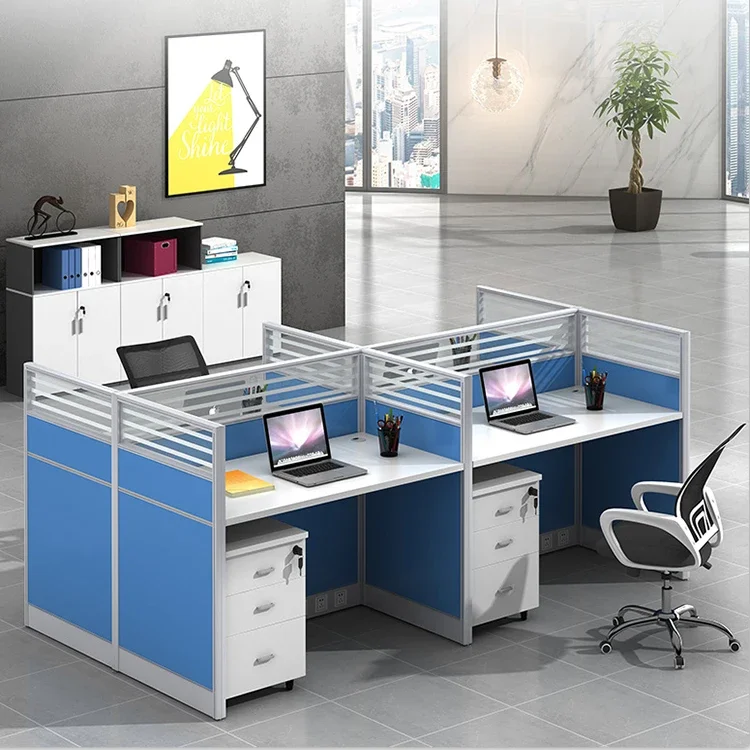 

-Modular Office Furniture Work Station With Partitions Wooden Staff Working Table For Call Center