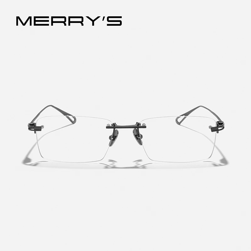 MERRYS DESIGN Pure Titanium Glasses Frame Men Full Rimless Square Prescription Eyeglasses Optical Frame Eyewear S2971