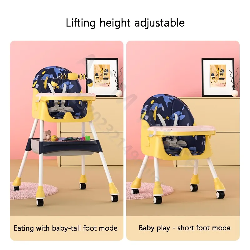 كرسي طعام للأطفال/كرسي طعام قابل للطي متعدد الوظائف للأطفال/طاولة أطفال محمولة/مع عجلة عالمية قابلة للفرامل #2