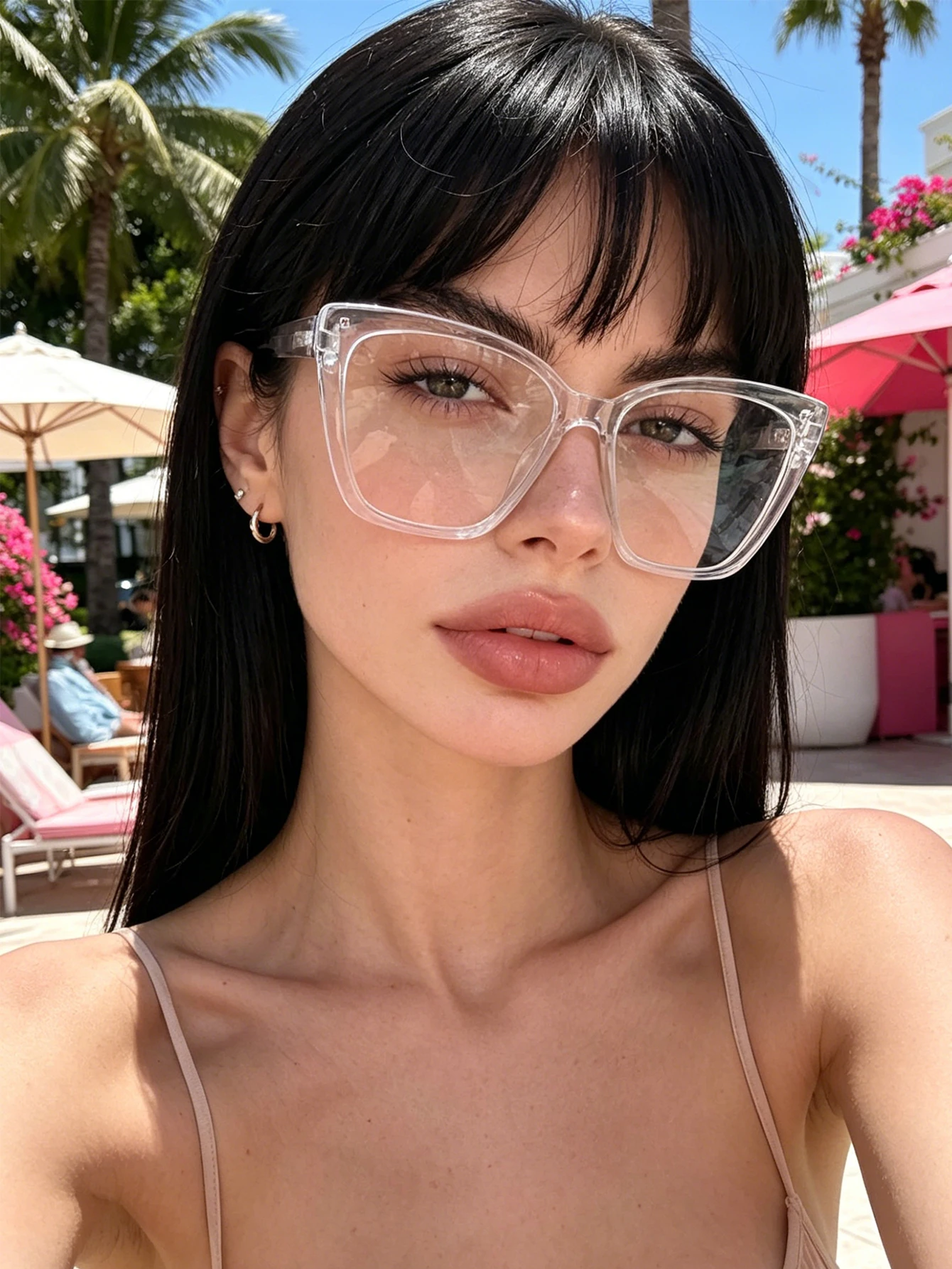 1pc lightweight and fully transparent cat eye frame, universal for office, home and outing, the same style for men and women