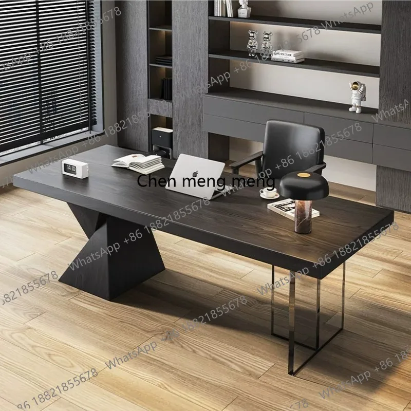 

Italian black desk minimalist modern household small apartment study acrylic new computer desk