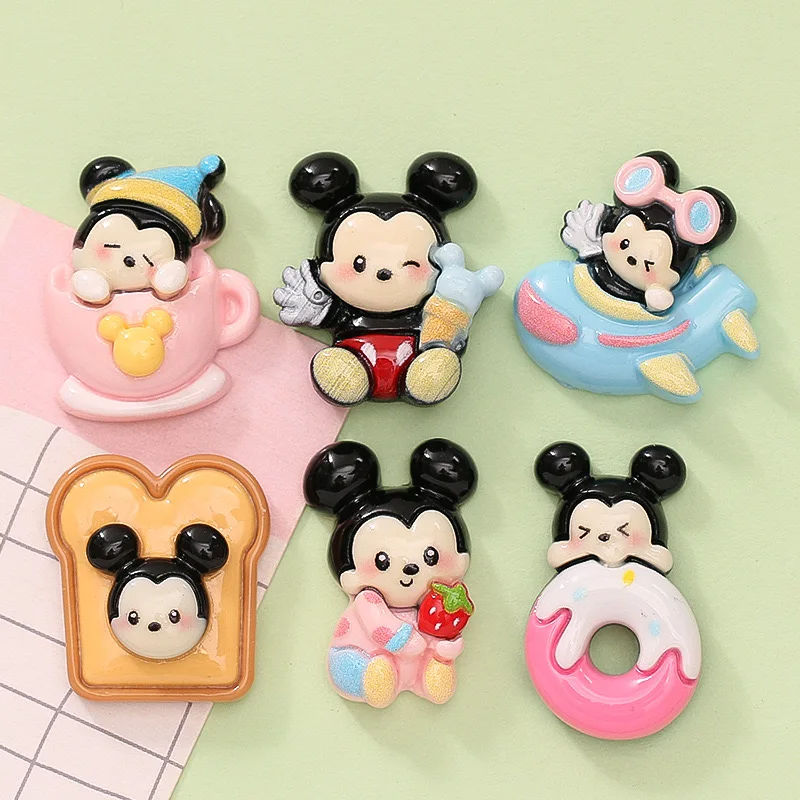 10 Pcs New Cute Cartoon Animal Mice Donuts, Coffee Series Resin Scrapbook Diy Jewelry Children Gift Hairpin Accessories C06