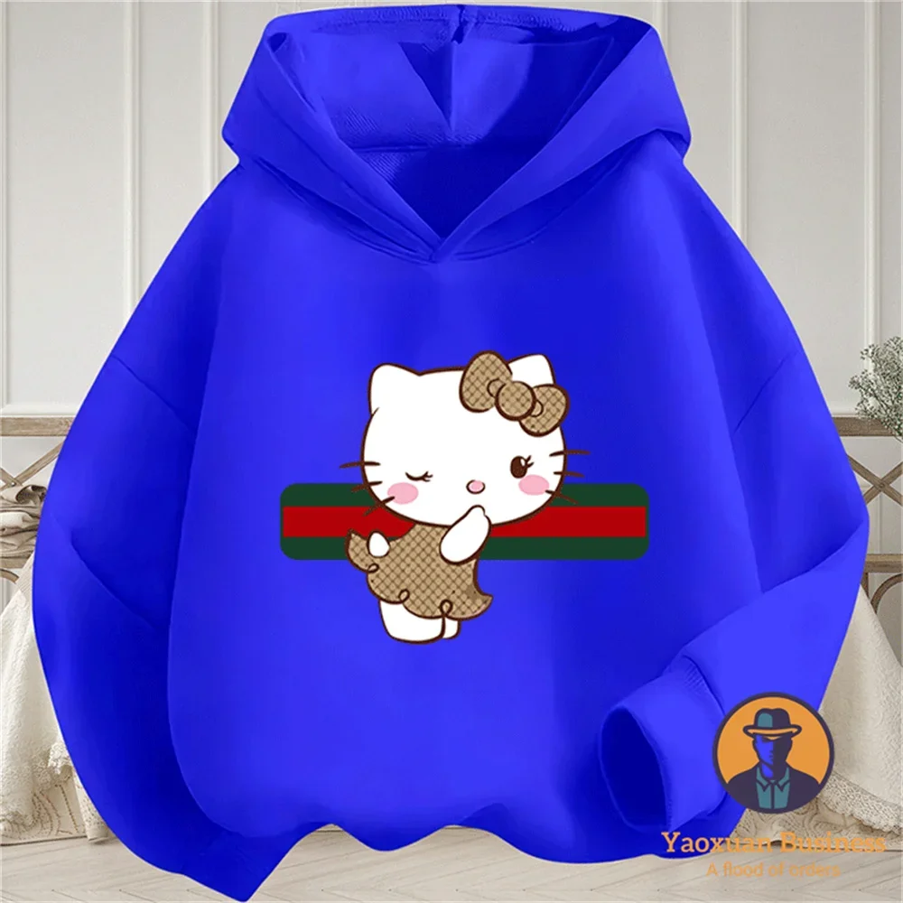 

Горячая распродажа: Детская толстовка Sanrio Hello Kitty для вечеринок, модная, хлопковая, с мультяшным принтом, милая повседневная одежда