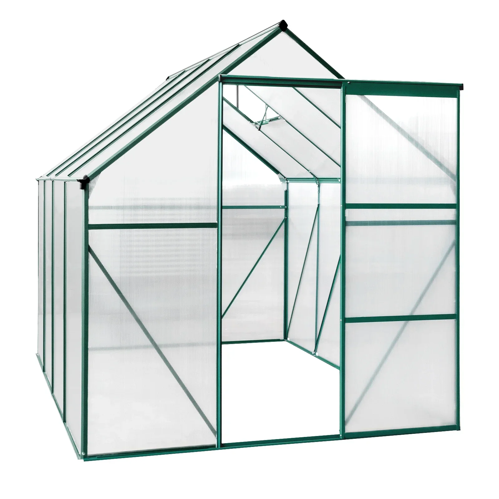 Serre Hybride en Polycarbonate Vert, 6x8